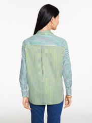 BRIGHT ROSE/WHITE|LUSH GREEN/WHITE POPLIN TOP - TAILORED STRIPE | Talbots for sale