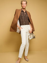 BROWN MULTI ELBOW SLEEVE SHIRT - DELICATE LEOPARD | Talbots sale