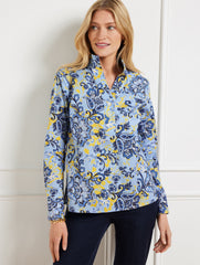 BLUE CRYSTAL MULTI NON-IRON POPOVER - IKAT FLOWERS | Talbots online