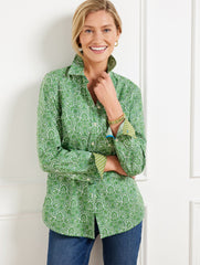 IVORY/GREEN FERN MODERN CLASSIC SHIRT - WOODLAND DAMASK | Talbots for sale
