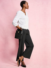 WHITE EMBROIDERED LACE TRIM VOILE TOP | Talbots online