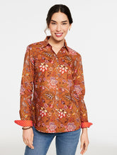 ACORN BROWN/AUTUMN ORANGE MODERN CLASSIC SHIRT - BLOOMING JACOBEAN | Talbots US