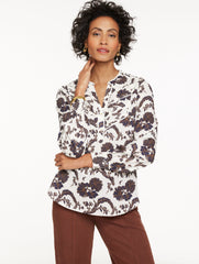 SIERRA BROWN MULTI LACE TRIM PINTUCK TOP - CLIMBING CHRYSANTHEMUMS | Talbots on sale