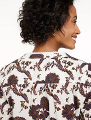 SIERRA BROWN MULTI LACE TRIM PINTUCK TOP - CLIMBING CHRYSANTHEMUMS | Talbots on sale