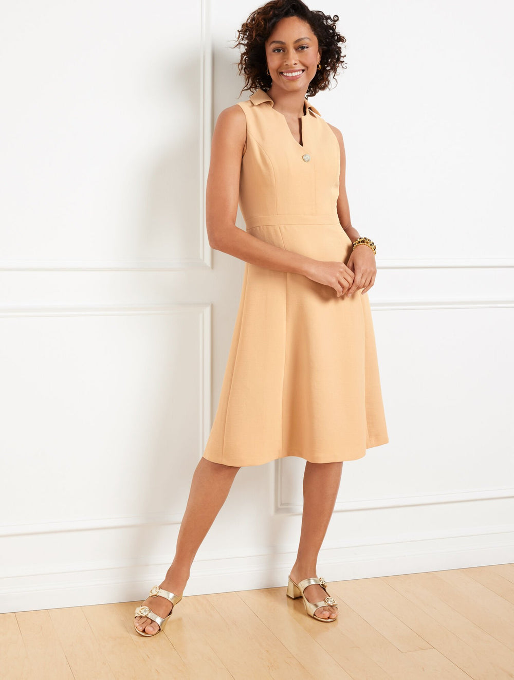 REGENT TAUPE POLISHED CREPE DRESS | Talbots discount