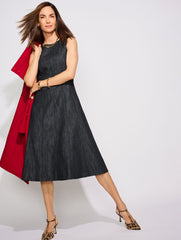 BLACK/WHITE REFINED DENIM MIDI DRESS | Talbots for sale
