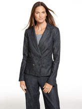 BLACK/WHITE REFINED DENIM DOUBLE BREASTED BLAZER | Talbots US