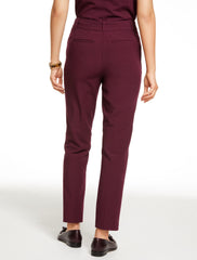 RICH BURGUNDY SLIM LEG CITY TWILL PANTS | Talbots sale