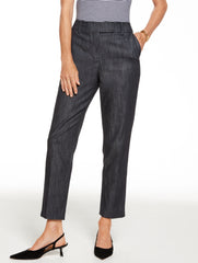 BLACK/WHITE SLIM LEG REFINED DENIM PANTS | Talbots discount