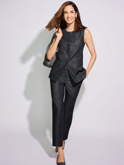 BLACK/WHITE SLIM LEG REFINED DENIM PANTS | Talbots discount