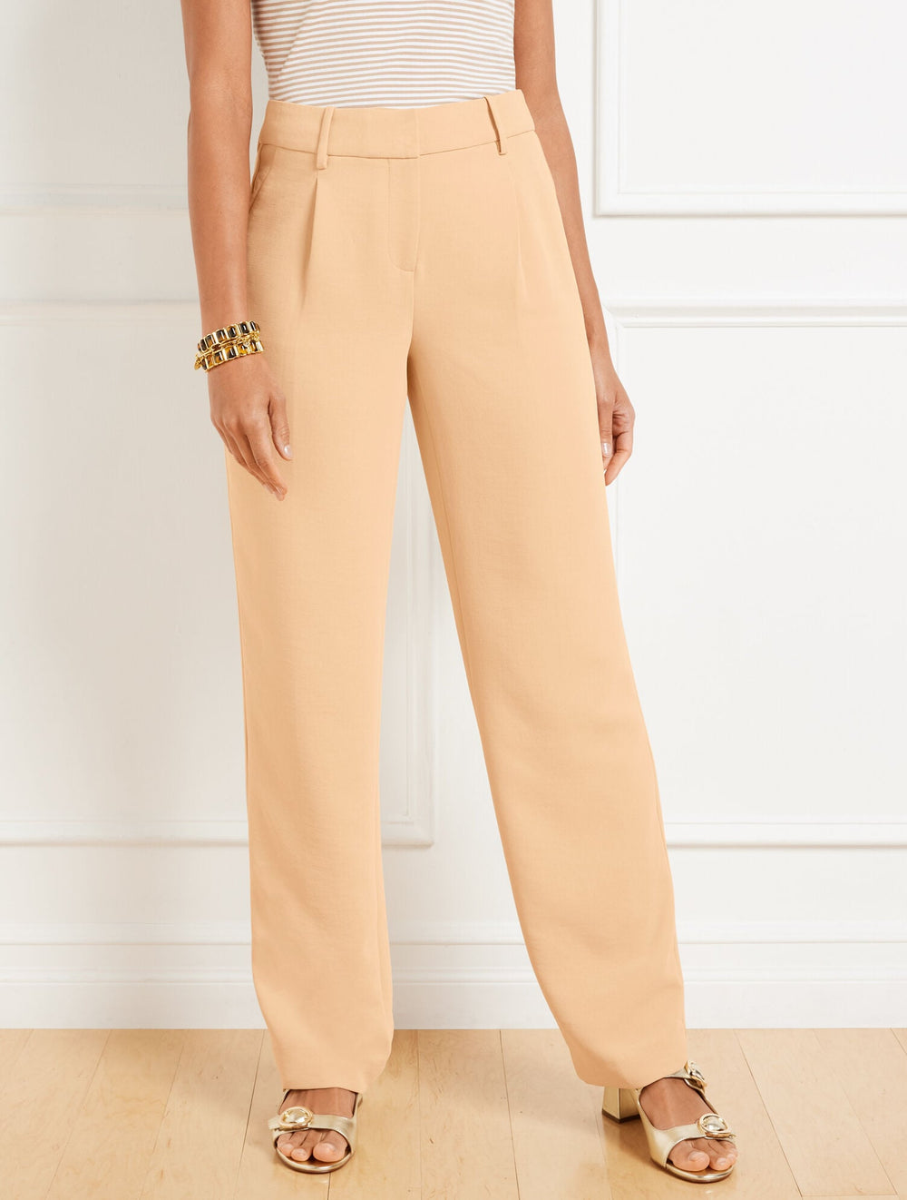 MOONLIGHT BLUE|REGENT TAUPE|SIERRA BROWN STRAIGHT LEG POLISHED CREPE PANTS | Talbots on sale