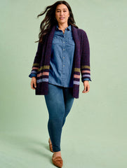 INDIA INK MULTI OPEN FRONT CARDIGAN - MARL STRIPE | Talbots sale