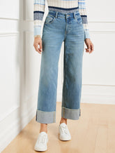 DOWNING WASH STRAIGHT ANKLE CUFF JEANS - DOWNING WASH | Talbots US