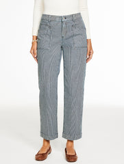 INDIGO/WHITE STRAIGHT ANKLE JEANS - RAILROAD STRIPE | Talbots outlet