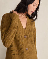 DRIED MOSS|FULL MOON ORGANIC COTTON OPEN STITCH CARDIGAN | Talbots sale