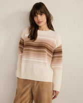 NEUTRAL COMBO CASHMERE OMBRÉ STRIPE CREWNECK SWEATER | Talbots for sale
