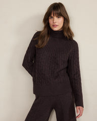 BLACKCURRANT HTHR|PIGNOLI HTHR ORGANIC COTTON BLEND GRADIENT CABLE SWEATER | Talbots discount