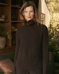 BLACKCURRANT HTHR|PIGNOLI HTHR ORGANIC COTTON BLEND GRADIENT CABLE SWEATER | Talbots discount
