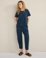 GARMENT DYE TWILIGHT ORGANIC COTTON WAFFLE BARREL LEG PANTS | Talbots discount