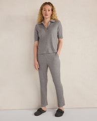 BLACKCURRANT HTHR|FOG HTHR WIDE RIB KNIT TAPERED PANTS | Talbots on sale