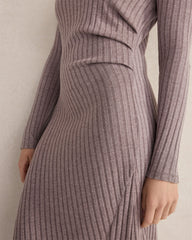 BLACKCURRANT HTHR|FOG HTHR WIDE RIB KNIT DRAPEY MIDI DRESS | Talbots discount
