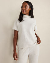 FULL MOON HTHR COTTON BLEND OTTOMAN RIB MOCK NECK TOP | Talbots on sale