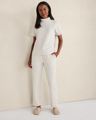 FULL MOON HTHR COTTON BLEND OTTOMAN RIB MOCK NECK TOP | Talbots on sale
