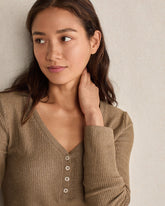 DRIFTWOOD BRUSHED RIB KNIT LONG SLEEVE HENLEY | Talbots US