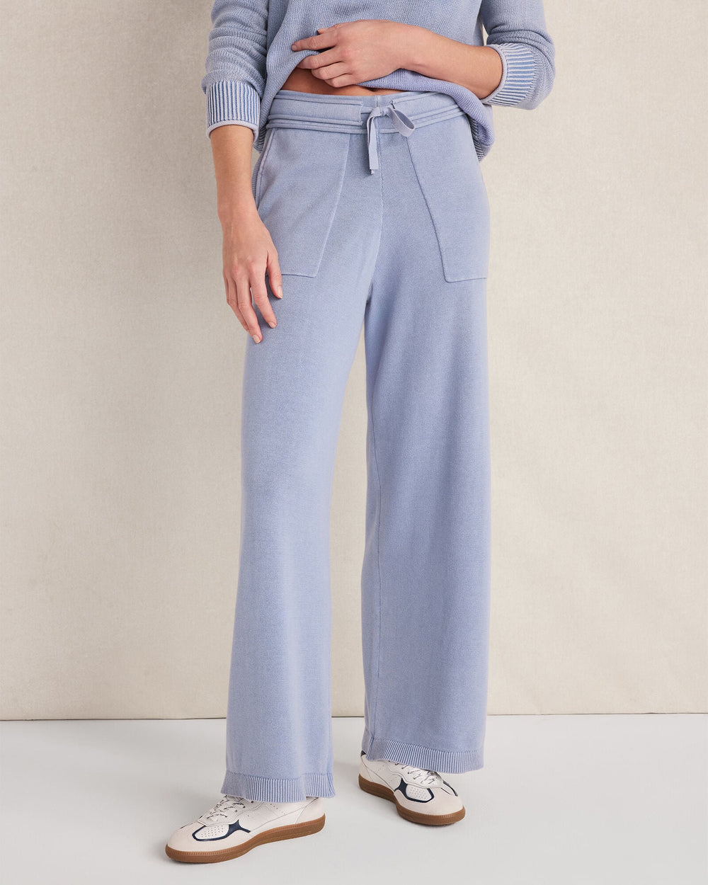 GARMENT DYE NIGHTFALL|GARMENT DYE WAVE|IVORY|STEEL BLUE|TULE FOG ORGANIC COTTON KNIT WIDE LEG PANTS | Talbots near me