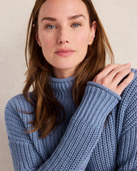 BLACK|IVORY|LAKE|NORTH SEA|ROPE|LILAC MAUVE|SEA MIST|STREAM ORGANIC COTTON SHAKER STITCH ROLL NECK SWEATER | Talbots discount