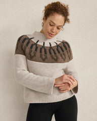MESA HEATHER CASHMERE FAIRISLE MOCK NECK SWEATER | Talbots US