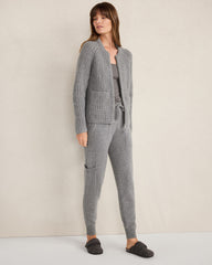 BLACKCURRANT HTHR|MEDIUM GREY HTHR|WHITE SAND CASHMERE ZIP FRONT BOMBER JACKET | Talbots online