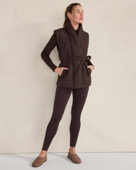 BLACKCURRANT QUILTED PUFFER BELTED VEST | Talbots US