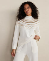 NEUTRAL COMBO ORGANIC COTTON BLEND FAIRISLE MOCK NECK SWEATER | Talbots on sale