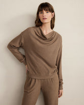 DRIFTWOOD|ENOKI HTHR BRUSHED RIB KNIT DRAPE NECK TOP | Talbots sale