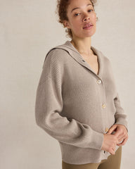 IVORY|TULE FOG HTHR ORGANIC COTTON CASHMERE CARDIGAN | Talbots online