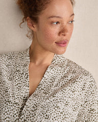 IVORY/OLIVE ANIMAL DOT ORGANIC COTTON JERSEY ANIMAL DOT ROBE | Talbots outlet