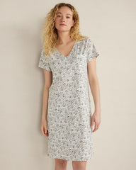 IVORY/OLIVE ANIMAL DOT ORGANIC COTTON JERSEY ANIMAL DOT SLEEP DRESS | Talbots online
