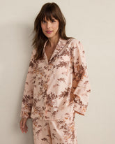 CHAMPAGNE ROSE FLORAL ORGANIC COTTON POPLIN PAINTED ROSE PAJAMA TOP | Talbots discount
