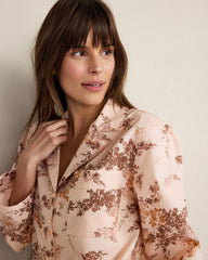CHAMPAGNE ROSE FLORAL ORGANIC COTTON POPLIN PAINTED ROSE PAJAMA TOP | Talbots discount