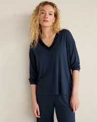 BURGUNDY BERRY|TRUE NAVY CALM & COOL LONG SLEEVE SLEEP TOP | Talbots online