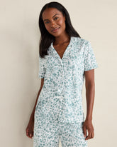 DRAGONFLY ANIMAL FLORETS ORGANIC COTTON JERSEY BLURRED FLORAL PAJAMA TOP | Talbots US