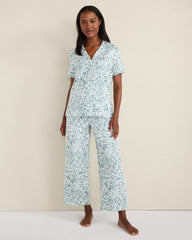 DRAGONFLY ANIMAL FLORETS ORGANIC COTTON JERSEY BLURRED FLORAL PAJAMA TOP | Talbots US
