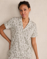 IVORY/OLIVE ANIMAL DOT ORGANIC COTTON JERSEY ANIMAL DOT PAJAMA TOP | Talbots for sale