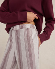 IVORY/BURGUNDY BERRY ORGANIC COTTON POPLIN FADED STRIPE PAJAMA PANTS | Talbots outlet