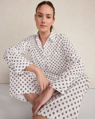 IVORY MULTI TILE FLORAL ORGANIC COTTON BLEND FLORAL TILE PAJAMA PANTS | Talbots near me