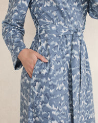 INDIGO FOURRURE PRINT ORGANIC COTTON JERSEY WAVE ROBE | Talbots sale