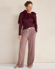 IVORY MULTI FOULARD ORGANIC COTTON JERSEY IKAT PAJAMA PANTS | Talbots on sale