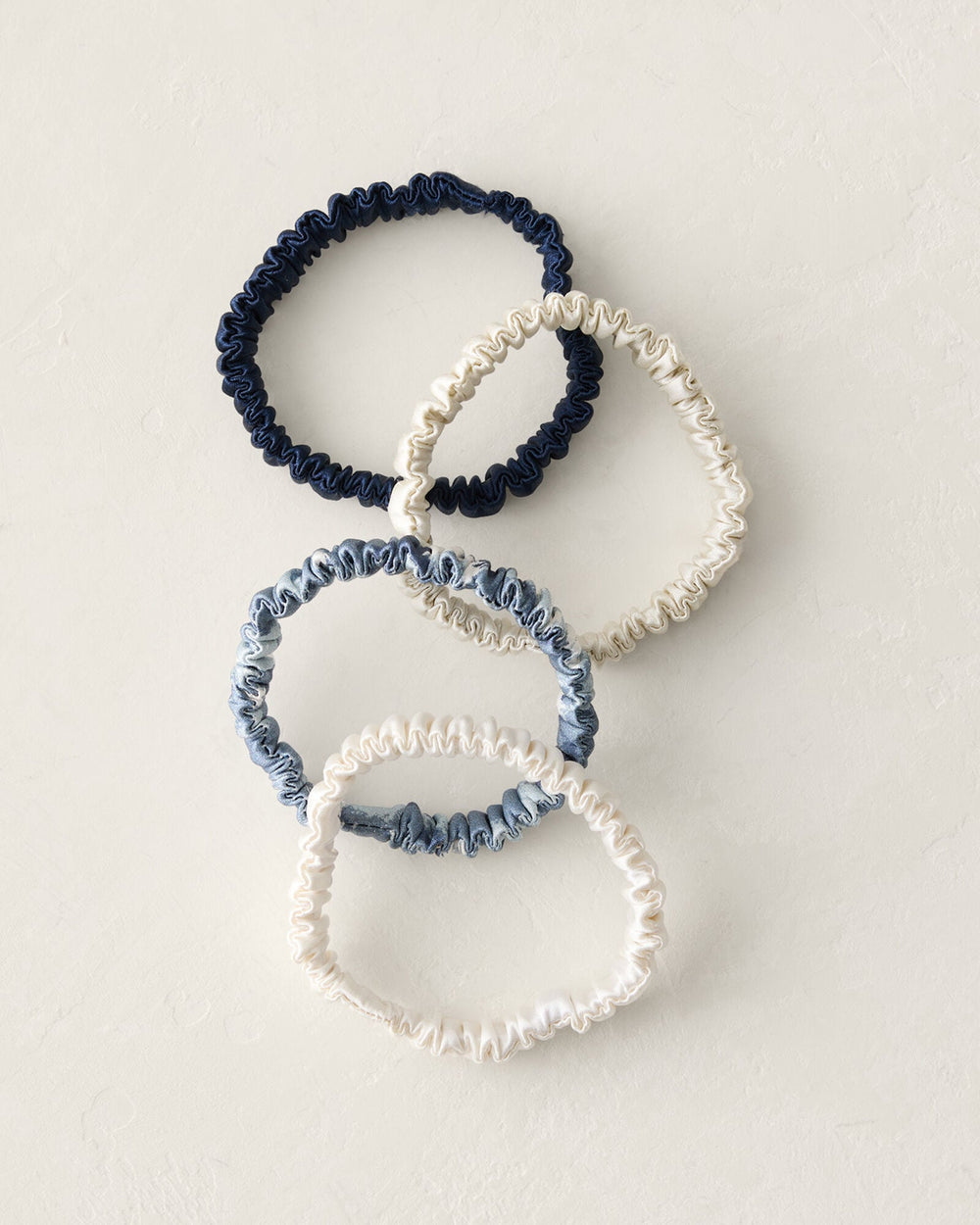 TRUE NAVY/IVORY/FULL MOON WASHABLE SILK HAIR TIES — WAVE MULTI | Talbots discount