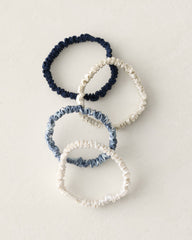 TRUE NAVY/IVORY/FULL MOON WASHABLE SILK HAIR TIES — WAVE MULTI | Talbots discount